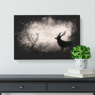 Stag Deer with Birds - Wrapped Canvas