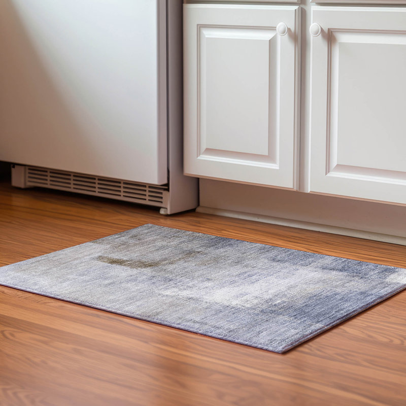 Premium Machine Washable Prisco Blue Rug, Rectangle 1'8" x 2'6"