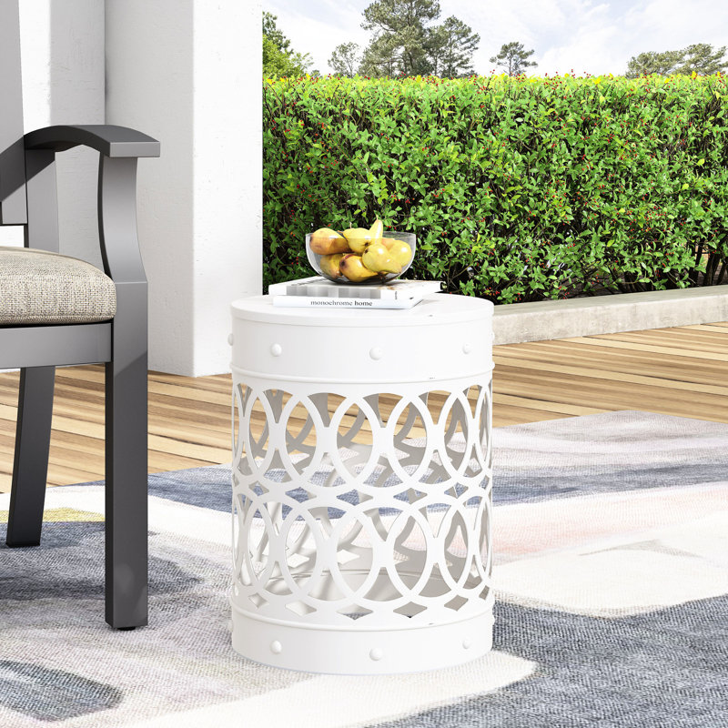 Outdoor Metal Table - Large, Modern Style With Iron Cut Frame, White White, Fashionable Structure, White