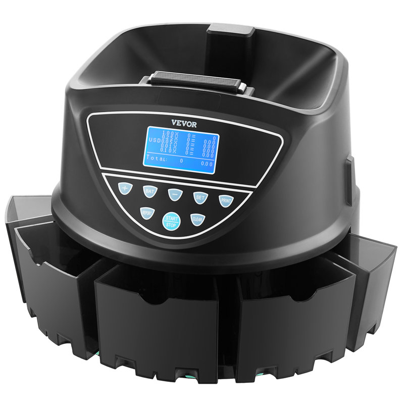 USD Coin Sorter with Screen Display Holds up to 2000 Coins 5 Coin Tubes
