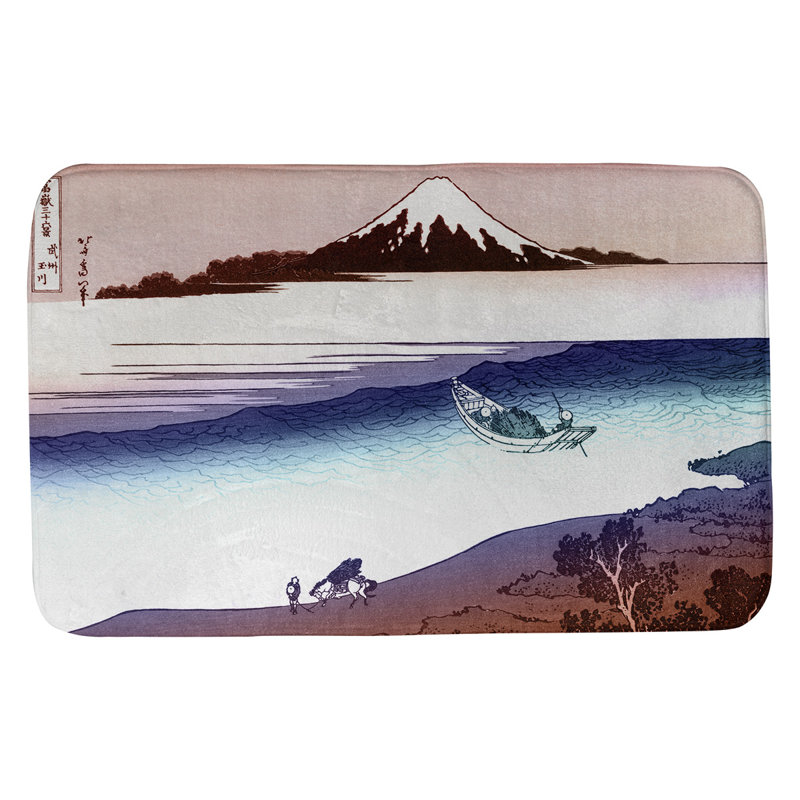 Tapis pour salle de bain antidérapant Clair Tama River in Musashi, l 21 po x L 34 po, Bleu