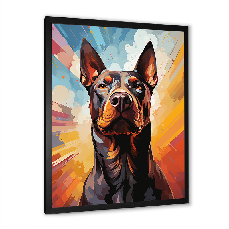 Bull terrier audacieux - reproduction sur toile, Cadre flottant noir, H 32 po x l 16 po x P 1 po