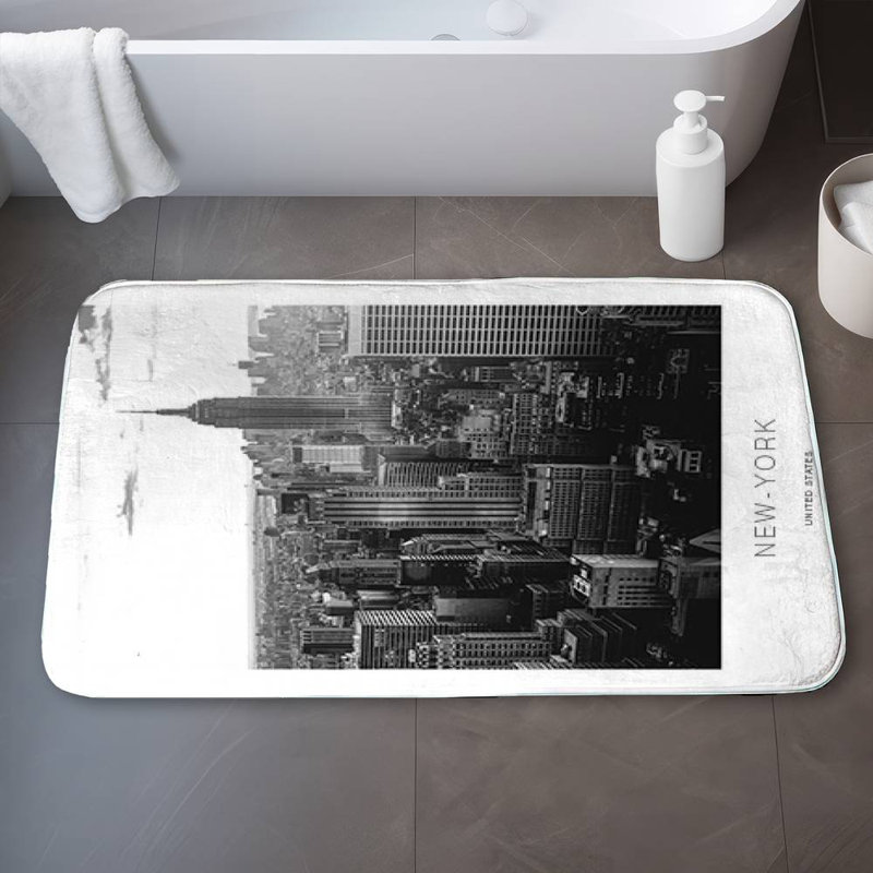 New york city at sunset Bath Mat with Non-Slip Backing - Quick Dry Memory Foam Bathroom Rug - Absorbent - Modern Plush Spa-Style - Machine Washable