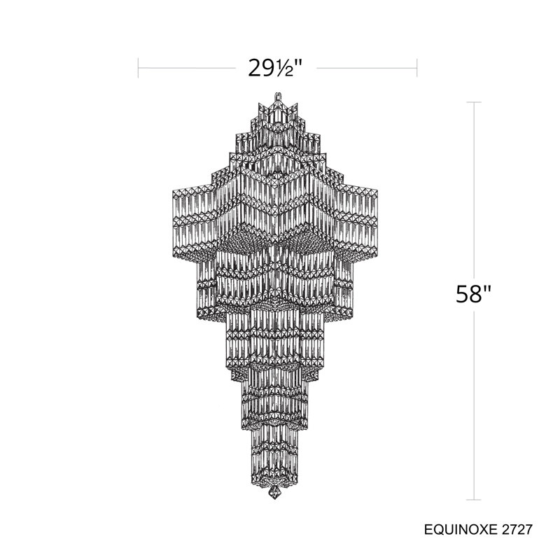 Equinoxe 63 Light 29.5in x 58in Pendant in Polished Gold with Clear Optic Crystals, Gold