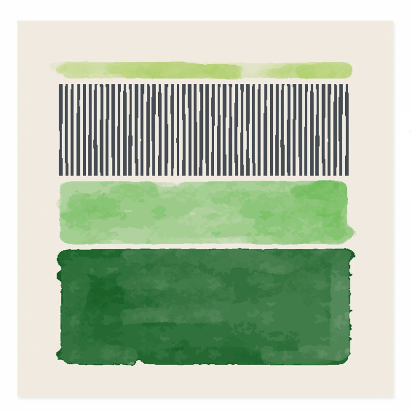 Palette de couleurs abstraites vert Mid-Century, reproduction d'art moderne sans cadre, H 12 po x l 12 po