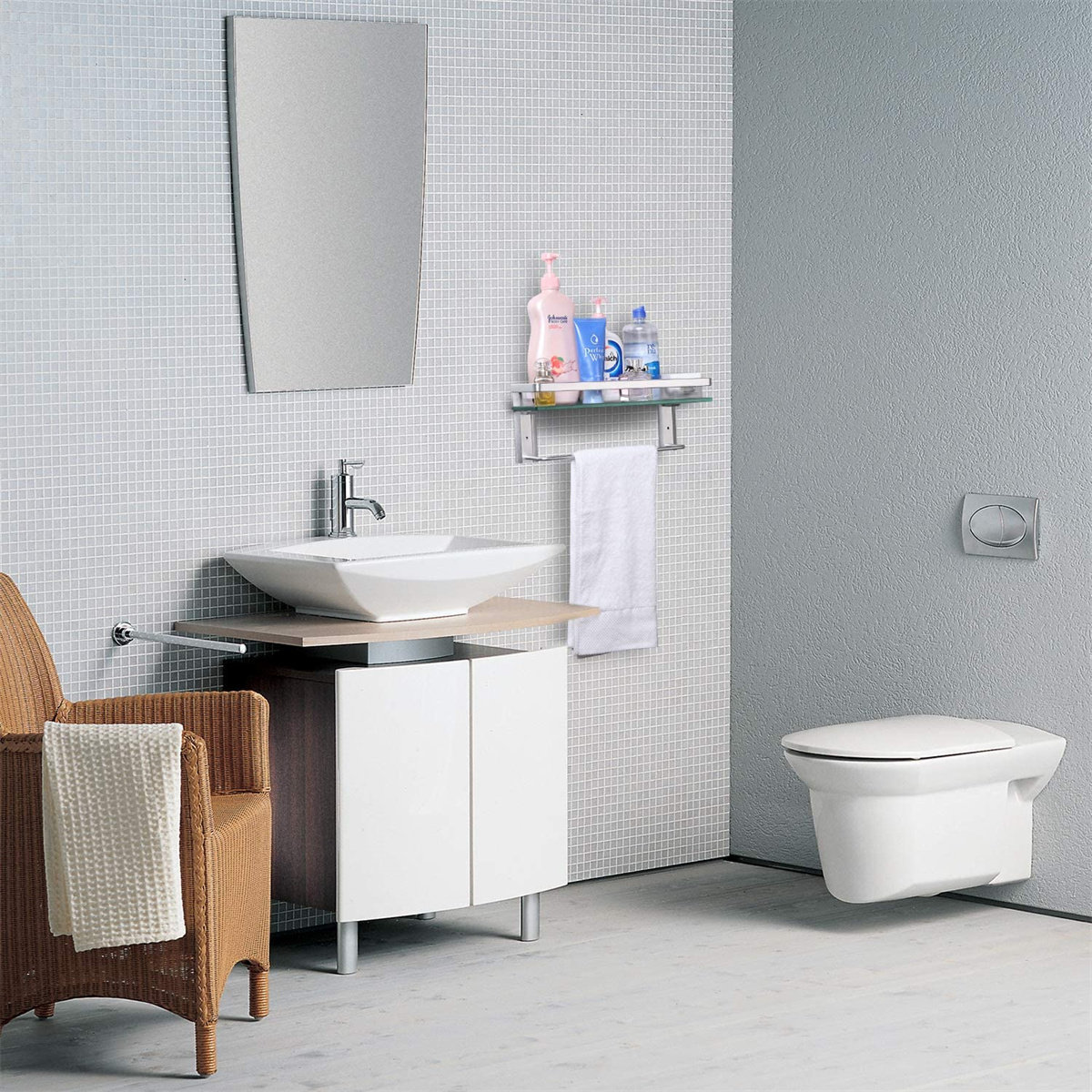 Rebrilliant Rectangular Wall Mounted Bathroom Shelf Storage Extra Thick ...