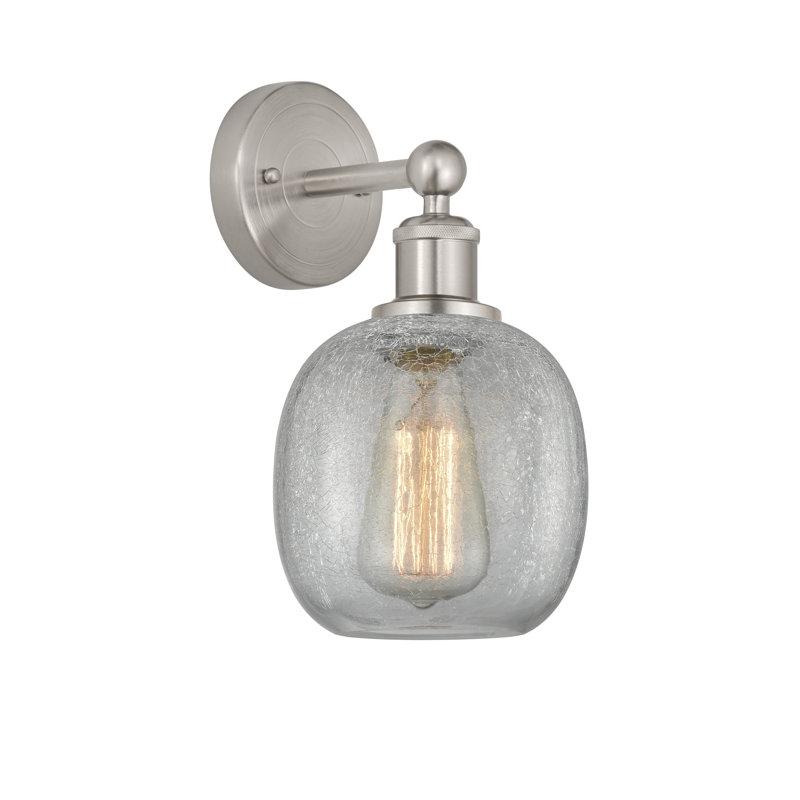 Cheraw Armed Sconce, Clear Crackle, Brushed Satin Nickel