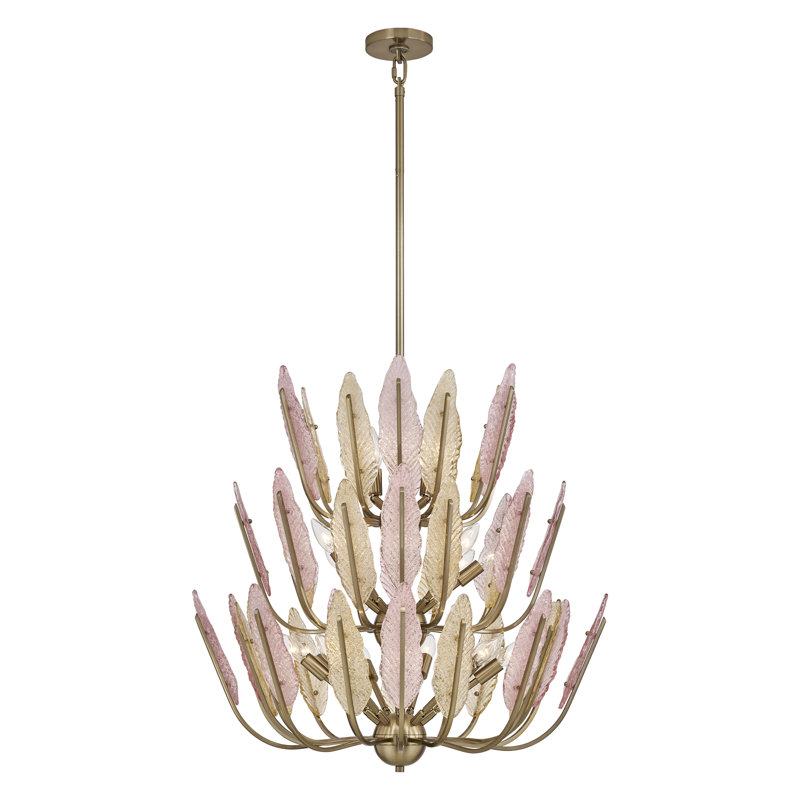 Lustre champagne doré brossé 29,5 po 22 lumières (40 watts) Autumna