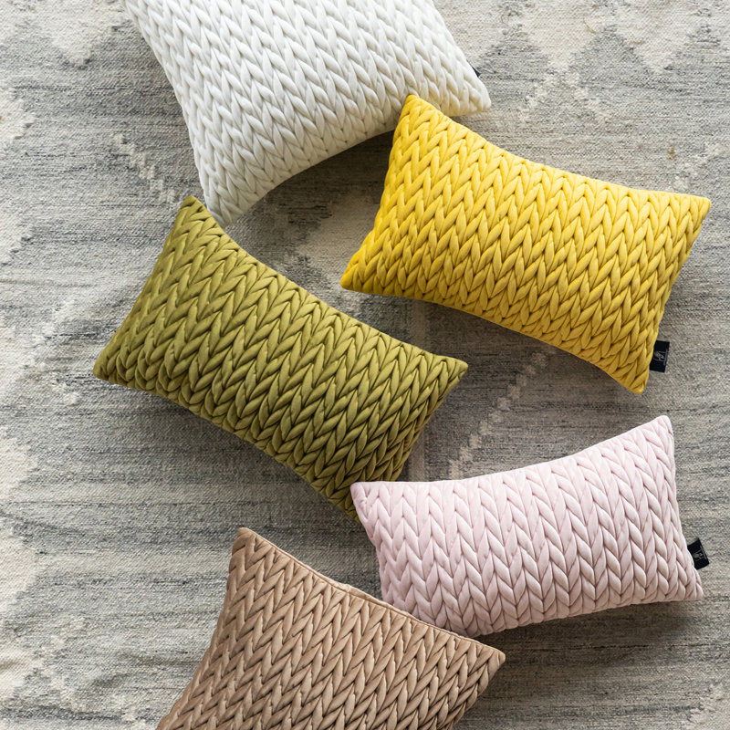 Green Quilted Velvet Braid Embroidered Throw Pillow Set