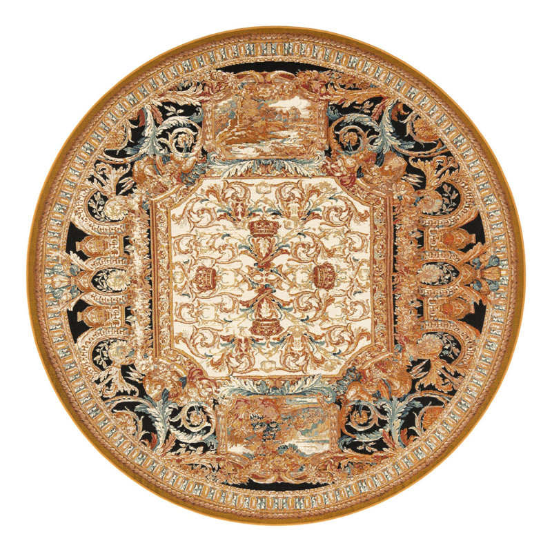Indoor/Outdoor Traditional Area Rug, Round 7'10"