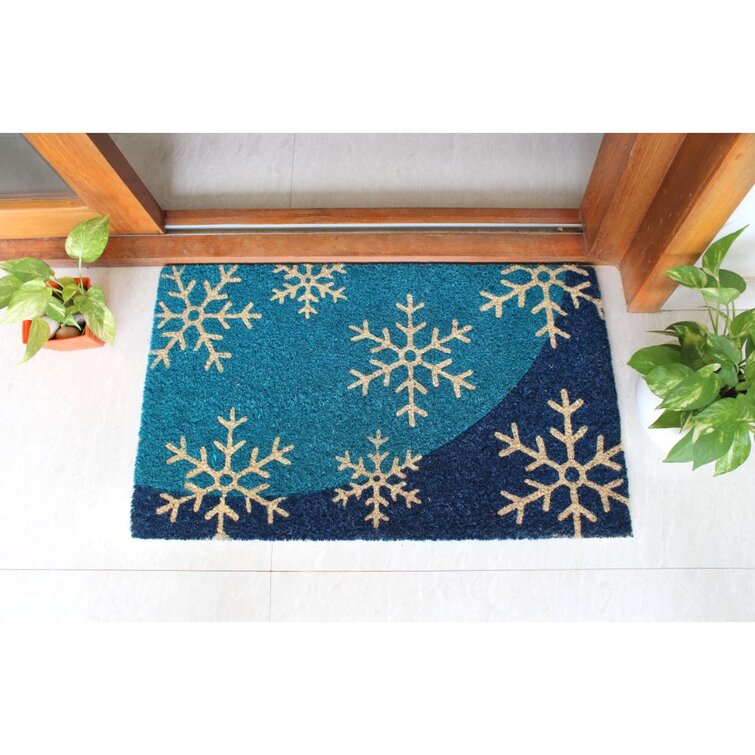 Let It Snow Winter Door Mat 28 in. x 18 in. Snowflake Outdoor Doormat