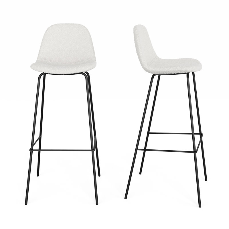 Tabouret de bar et de comptoir Kinlaw, Tabouret de bar (siège d’une hauteur de 30,5 po, Boucle blanc