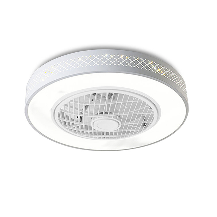 Dossiv 20.4" Semi Flush Mount Invisible LED Dimmable Ceiling Fan with Remote Control