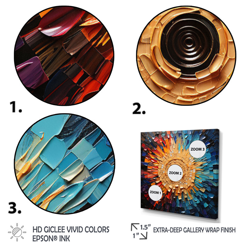 Coloré disque vinyle mosaïque I - Vinyle disques, art mural, Toile tendue, 44" H x 44" W
