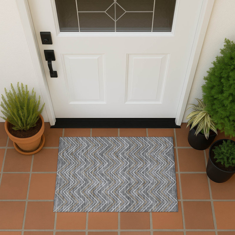 Machine Washable Indoor/Outdoor Jozwiak ACN2391 Geometric Rug, Rectangle 1'8" x 2'6"