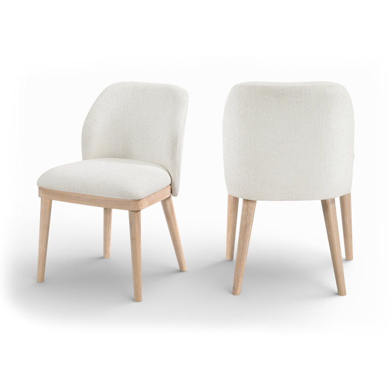 Chaise rembourrée en tissu texturé Valeo, Tissu crème texturé en lin, Naturel