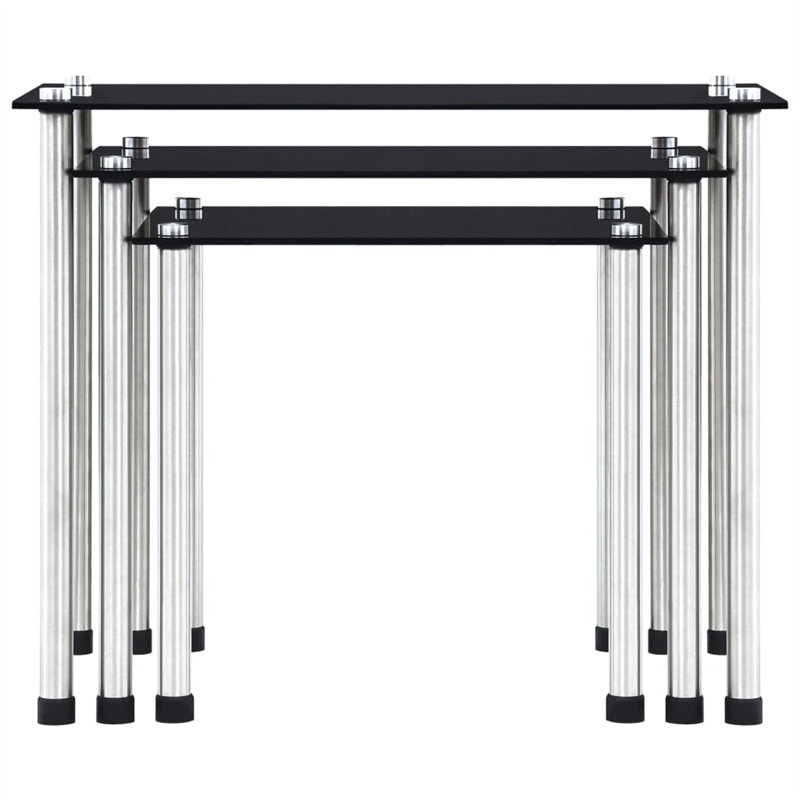 Letona Glass Top Nesting Tables, Black
