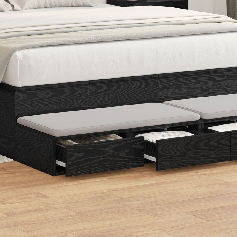 Underbed Storage Drawers, 16.5cm H x 135cm L x 36.5 W cm, Black