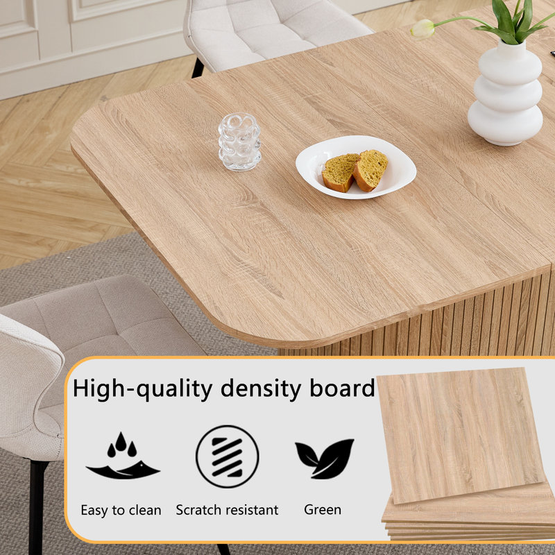 Nordic Style Wooden Dining Table - Rectangular Dining Table - For 4-6 People , Natural