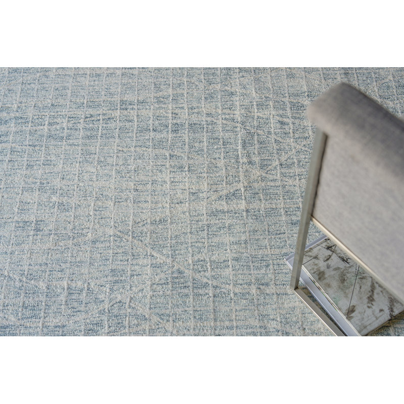 Handmade Geometric Tufted Wool Rectangular Silver Area Rug