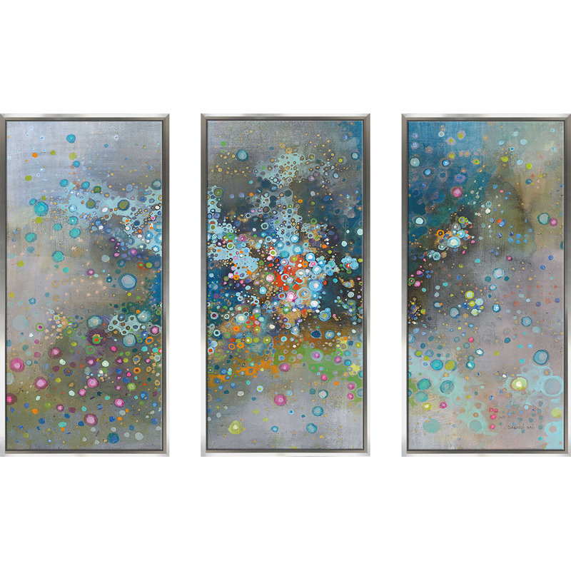 "Andromeda" par Danhui Nai, peinture sur toile flottante 3 pièces, L 52,5 po x H 33,5 po