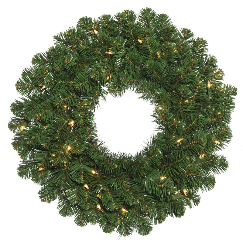 Couronne de sapin artificielle Oregon, H 24 po x l 24 po x P 3 po, Vert, Oui