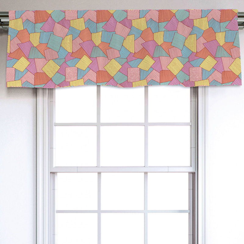 Sateen Geometric Ruffled Window Valance