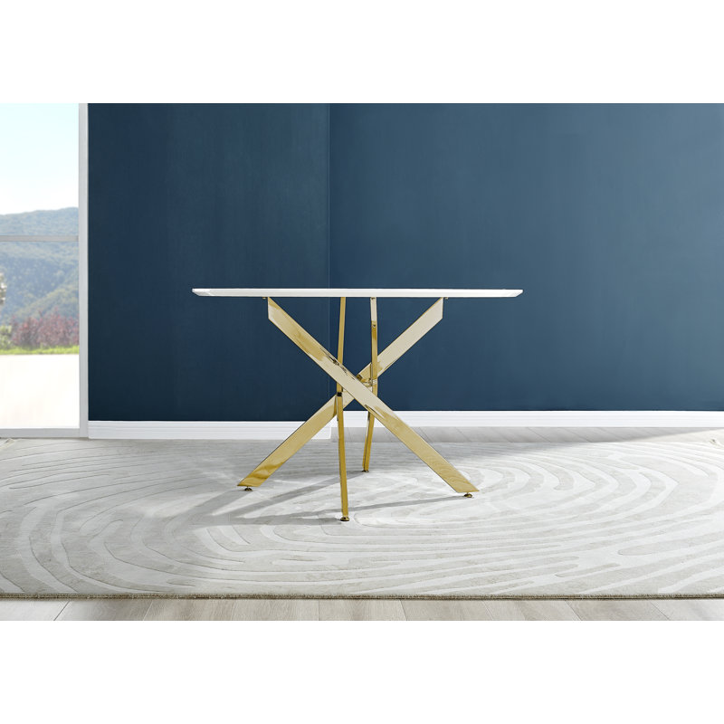 Eubanks 4 - Person Dining Set, Black/Gold