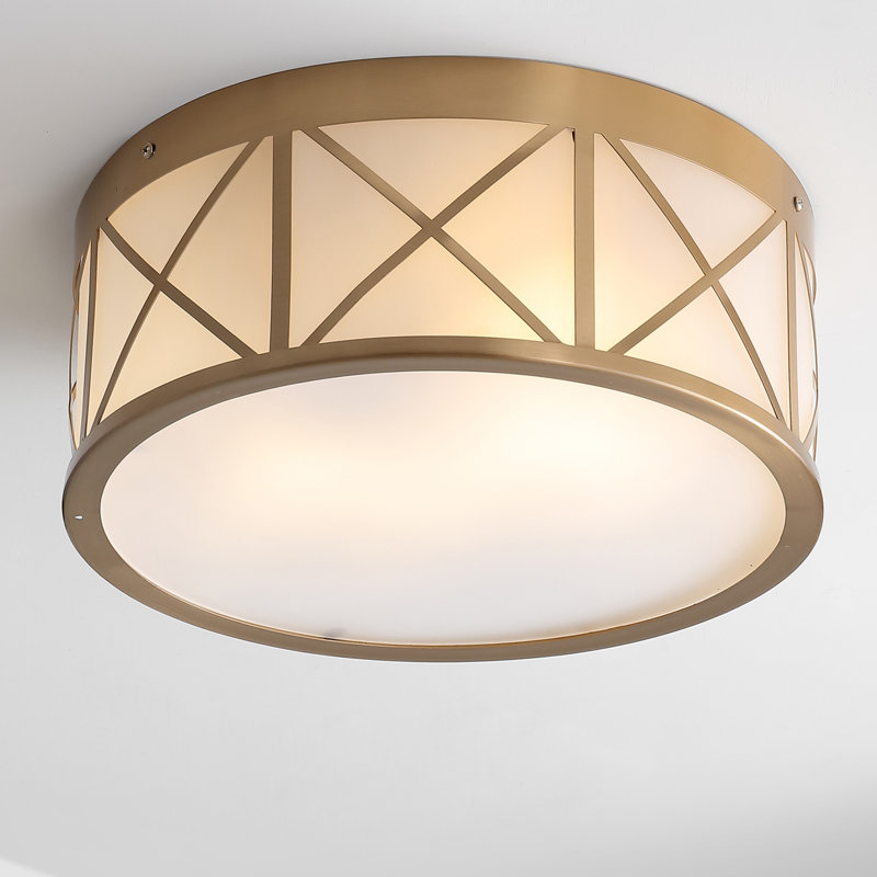 Plafonnier encastré tambour 2 lumières Baity, H 6,5 po x l 15 po x P 15 po