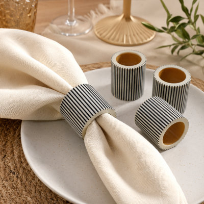 Striped Resin & Bone Napkin Ring