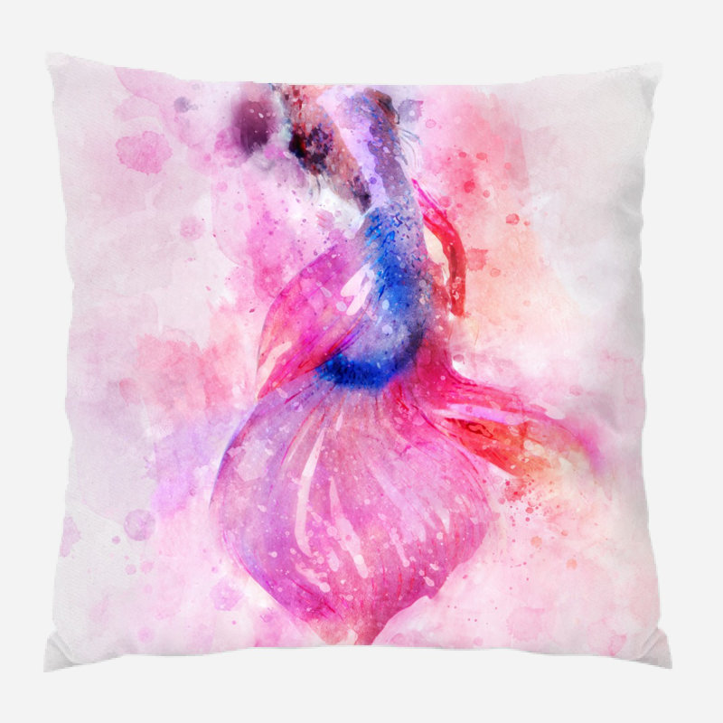 Coussin décoratif rose LaGrange, Synthétique, Intérieur