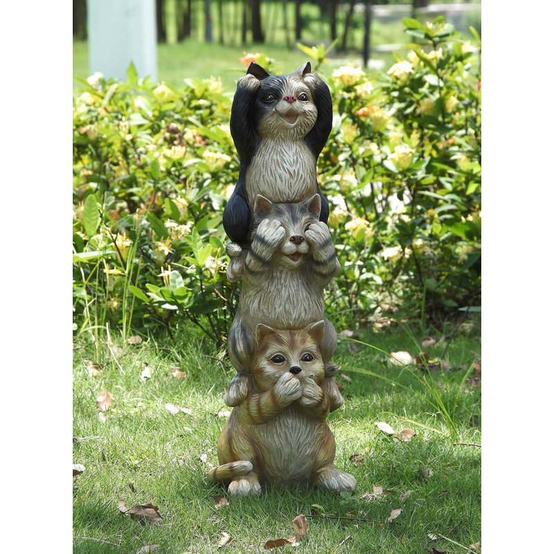 Textured Polyresin Stacking Cats Statue for Outdoor Decor
