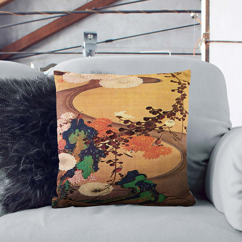 Floral Square Throw Cushion, 40cm H x 40cm W x 15cm D