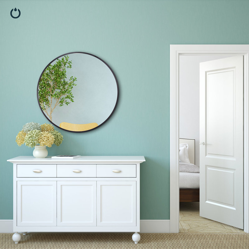 Metal Flat Wall Mirror, Black