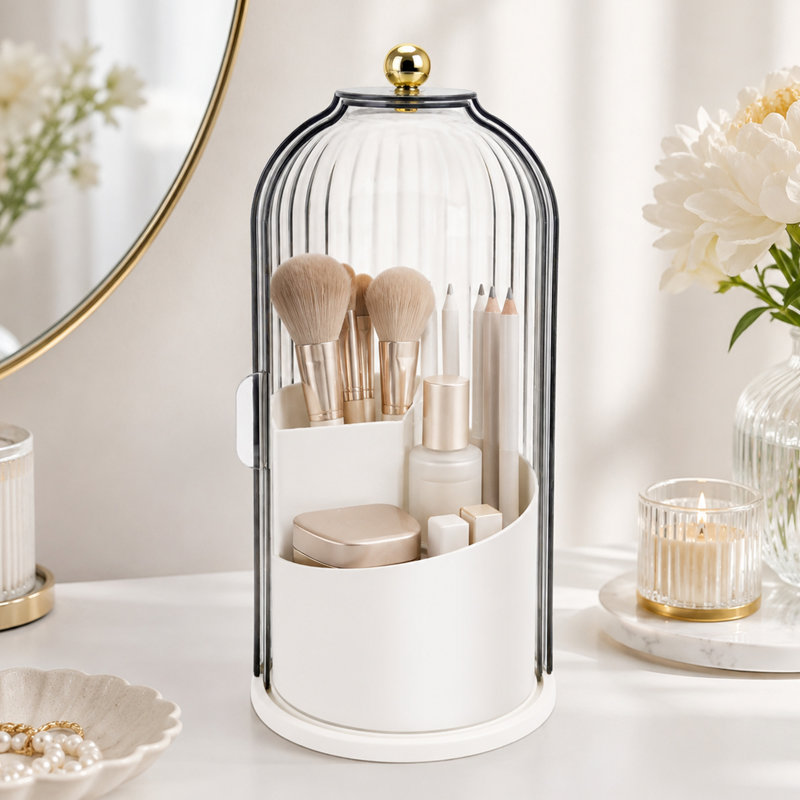 Porte-brosse à dents rotatif avec couvercle coulissant, accessoires de bain