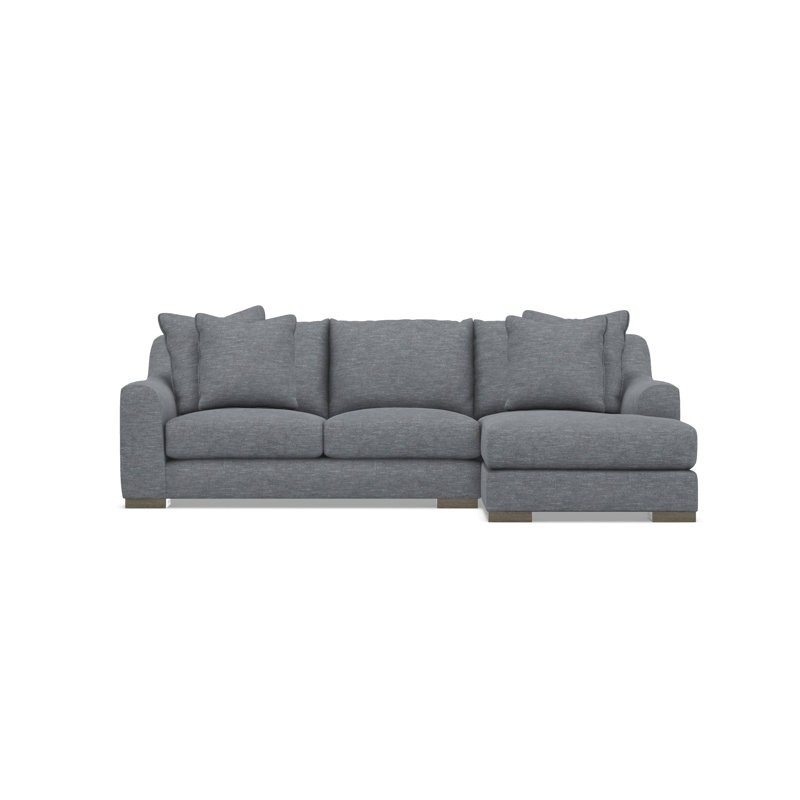 Gabi 3-Piece Fabric Sectional, Gray Polyester Blend, 35" H x  105" W x 63.5" D, Right Hand Facing