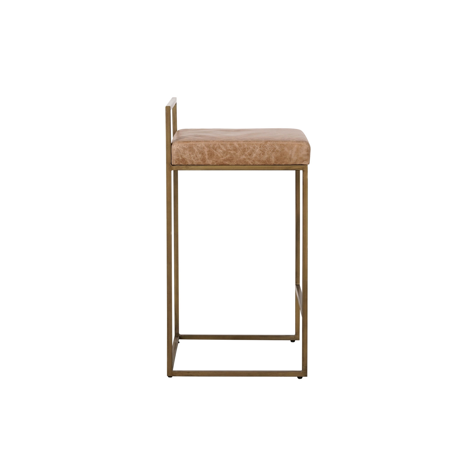 Rumiya 26" Bar Stool, Brass, Chestnut Brown