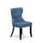 5-Piece Dining Table Set Contains a Mid Century Dining Table and 4 Blue Linen Fabric Midcentury Modern Dining Chairs with Button Tufted Back - Black Finish-1330912340-1330912426-1333752359