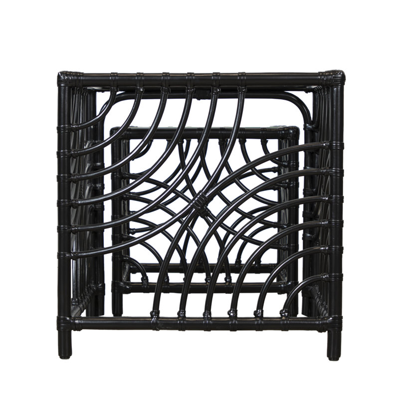 Swirl Glass Nesting End Table, Black