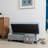 Fabric Storage Ottoman in Light Blue with Birch Legs, 50" Seating & Hidden Storage-1940334753