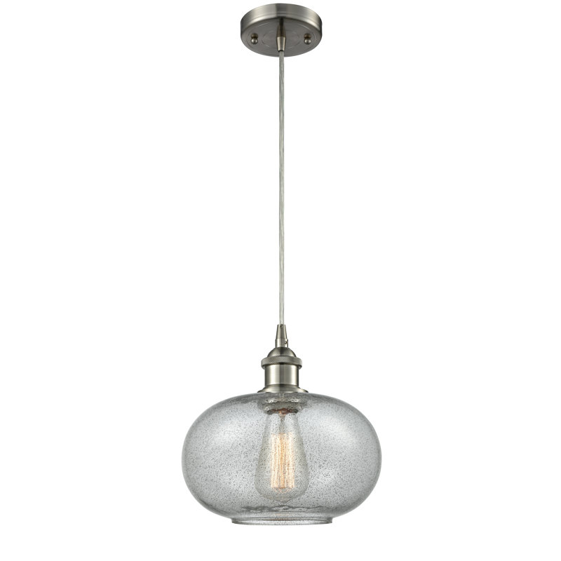 Luminaire sphère suspendu 1 lumières simple Bethlehem, Anthracite, Ampoule non incluse, Nickel satiné brossé