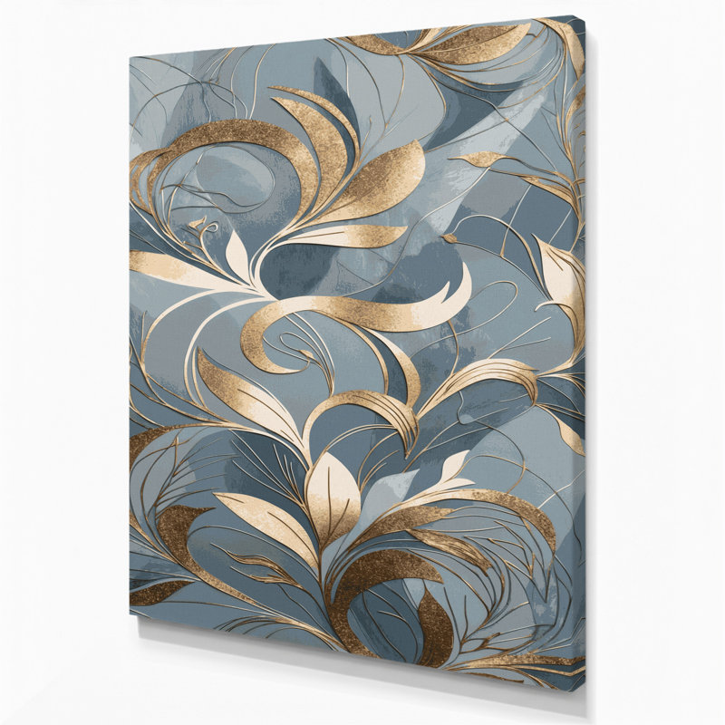 Art mural abstrait avec fleurs bleues abstraites, H 14 po x l 11 po
