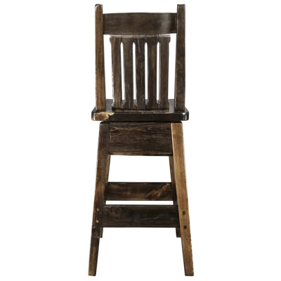Tabouret de bar de la collection Kishea avec dossier, hauteur de siège de 24 po, teinture de style provincial et finition laquée transparente