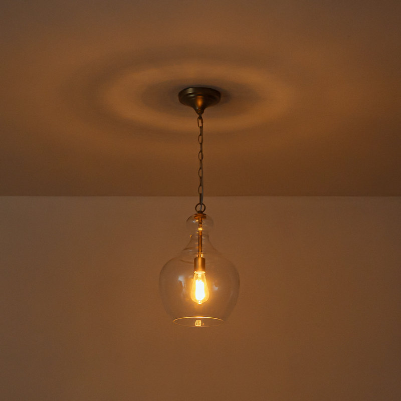 Kazal 1-Light Clear Glass Single Pendant, Gold
