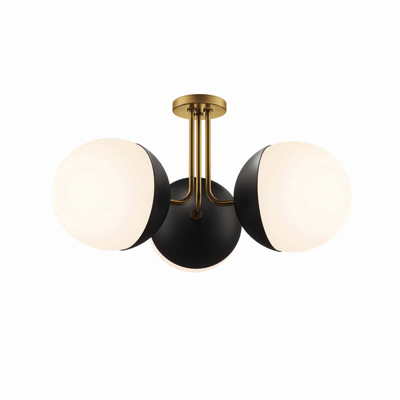 Plafonnier semi-encastré 3 lumières Stellar par Modway, Laiton