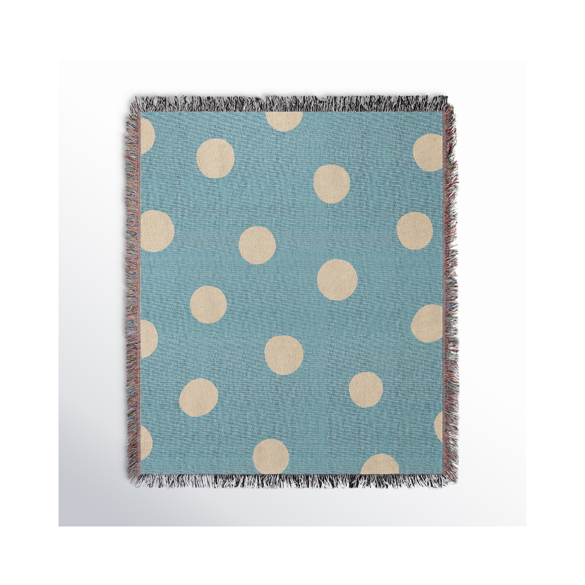 Leonore Cotton Hand Woven Throw Blanket, Blue/Beige, Throw