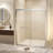 44-48" X 72" Tempered Glass With Explosion Proof Film, Aluminum Frame Double Sliding Shower Door, "1/4 (6 Mm), Stainless Steel Handle,Brushed Nickel-121702855