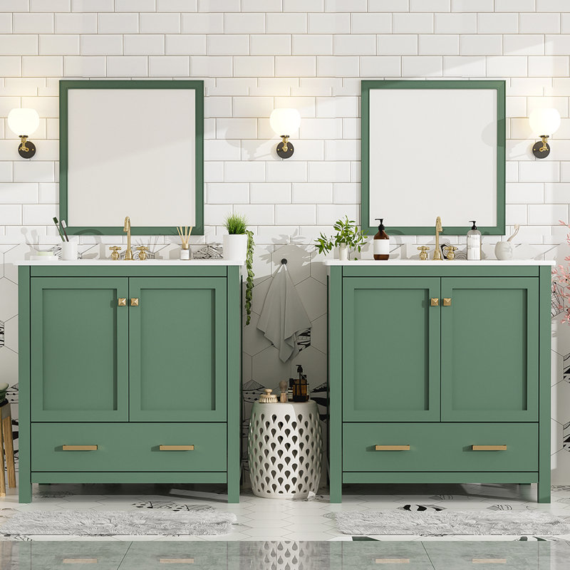 Ensemble de meuble-lavabo de salle de bain avec double meuble-lavabo séparé et miroir à tiroirs non inclus, Gris
