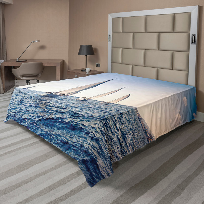 Ambesonne voile nautique sport, Drap plat pour très grand lit californien