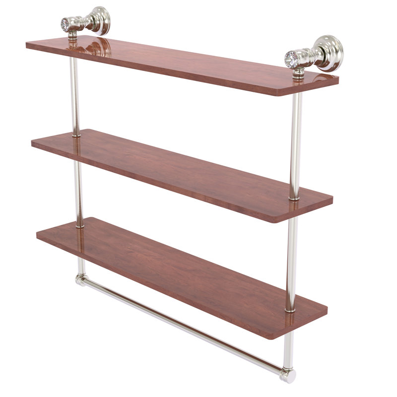 Étagère murale en bois massif 3 pièces Freyja, H 5,54 po x l 22 po x P 19,7 po, Nickel satiné